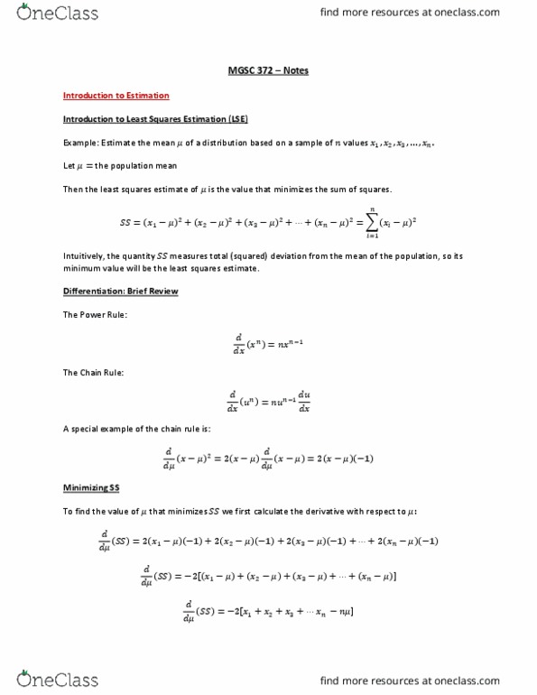 MGSC 372 Lecture Notes - Lecture 1: Maximum Likelihood Estimation, Random Variable, Probability Distribution thumbnail