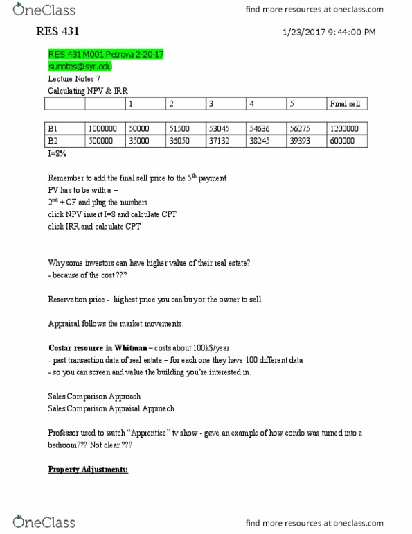 RES 431 Lecture 9: 9_RES 431 M001 Petrova 2-20-17 thumbnail