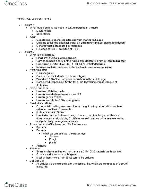 MIMG 100L Lecture 2: MIMG100L Lecture 1 & 2 thumbnail