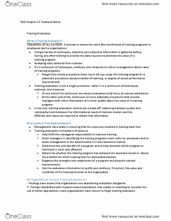 Management and Organizational Studies 3343A/B Chapter 11: 3343 T&D Chapter 11 Textbook Notes thumbnail