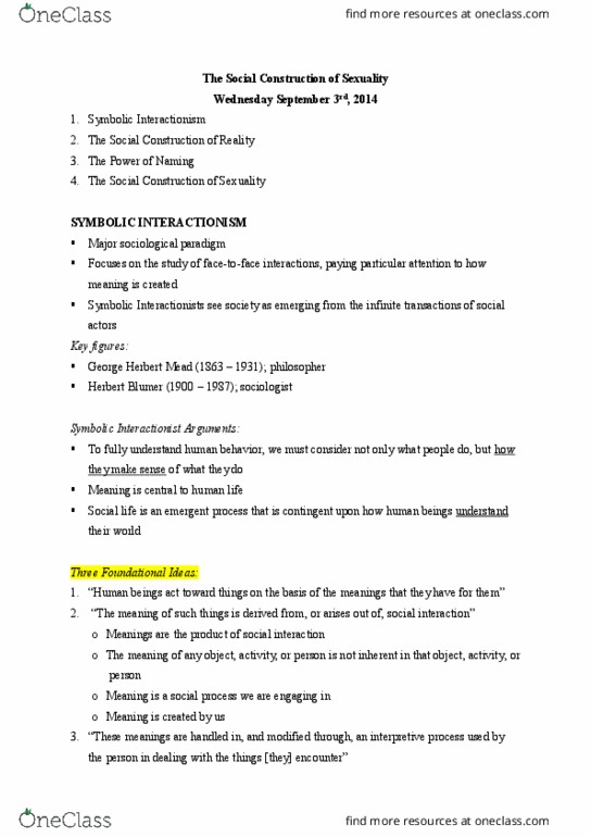 SOCIOL 135 Lecture 6: Sept. 3, 2014 - The Social Construction of Sexuality thumbnail