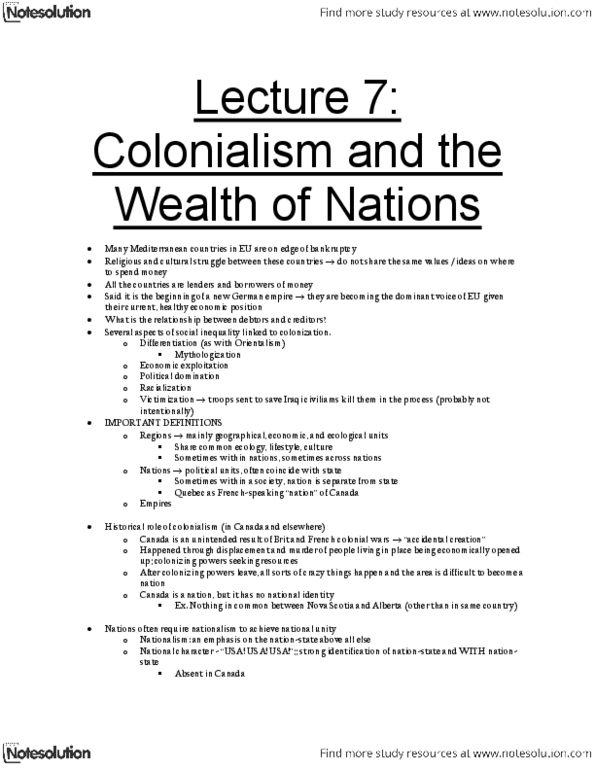 SOC102H1 Lecture Notes - Lecture 7: Global Brain, Economic Globalization, Dependency Theory thumbnail
