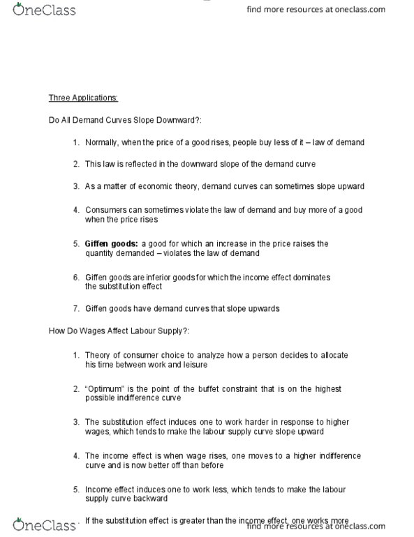 ECON 1010 Lecture Notes - Lecture 50: Demand Curve, Indifference Curve thumbnail