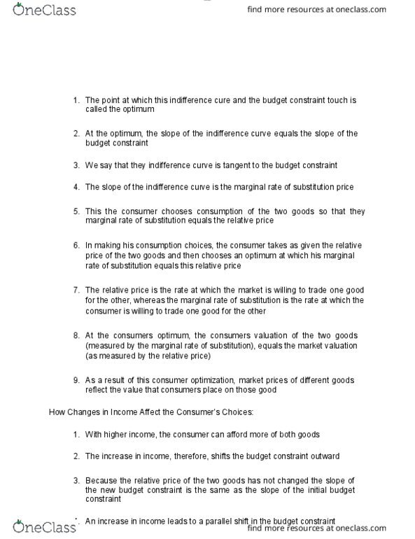 ECON 1010 Lecture Notes - Lecture 48: Budget Constraint, Indifference Curve, Normal Good thumbnail