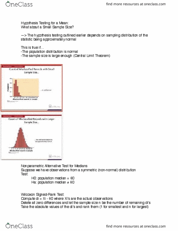 ADM 2304 Lecture Notes - Lecture 9: Central Limit Theorem, Sampling Distribution, Statistical Hypothesis Testing thumbnail