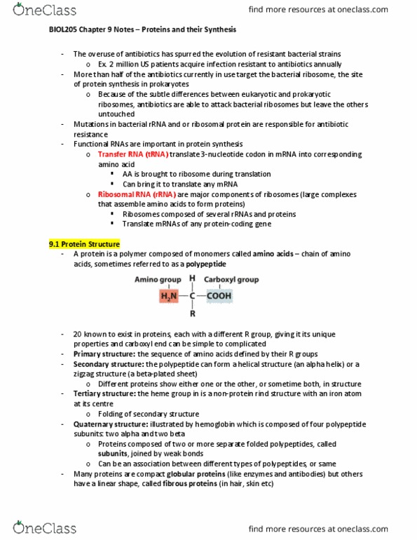 BIOL 205 Chapter Notes - Chapter 9: Ribosomal Rna, Enterobacteria Phage T4, Proflavine thumbnail