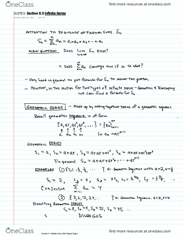 MATH 201 Lecture 6: NOTES Section 8.3 Infinite Series(2).4 thumbnail