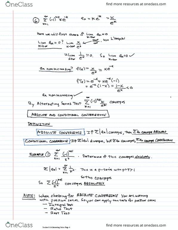 MATH 201 Lecture 9: NOTES SECTION 8.6 ALTERNATING SERIES(1) (1).2 thumbnail