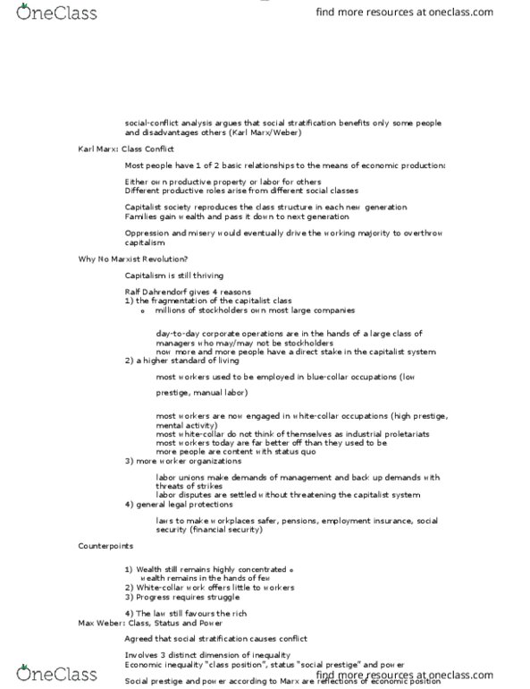 SOC 1200 Lecture Notes - Lecture 17: Ralf Dahrendorf, Social Stratification, Social Inequality thumbnail