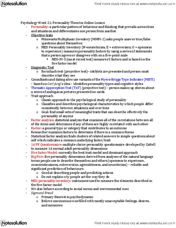 PSYC 100 Lecture Notes - Lecture 2: Learned Helplessness, Albert Bandura, Unconditional Positive Regard thumbnail