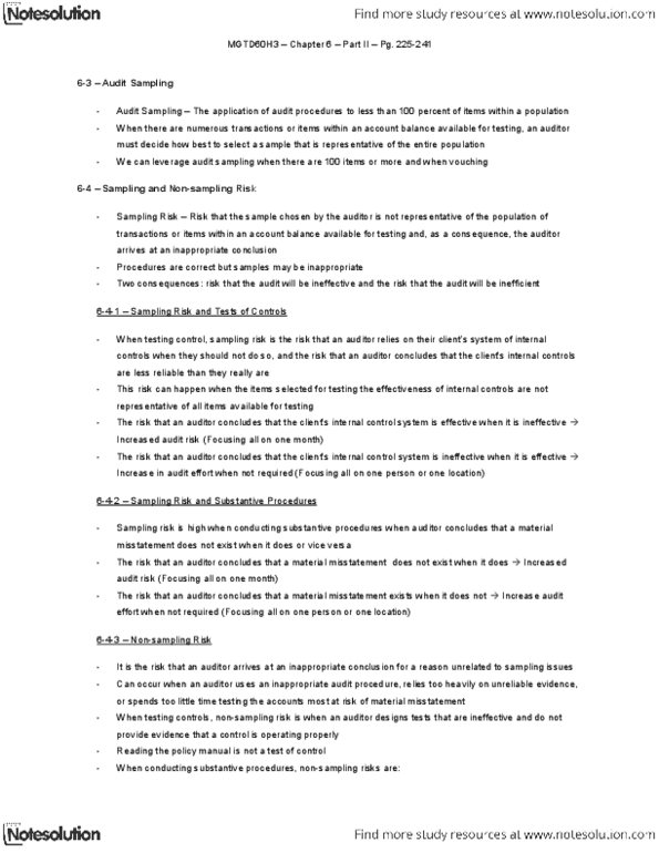 MGAD10H3 Chapter Notes - Chapter 6: Inverse Relation, Audit Risk, Internal Control thumbnail