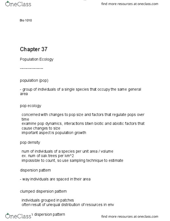 BIOL 1010 Chapter Notes - Chapter 29: Germination, Exponential Growth thumbnail