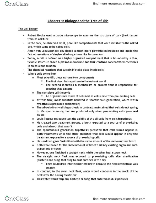 BIOLOGY 1M03 Chapter Notes - Chapter 1: Beer Engine, Growth Medium, Antonie Van Leeuwenhoek thumbnail