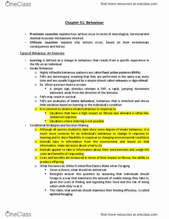 BIOLOGY 1M03 Chapter Notes - Chapter 51: Song Sparrow, Instinct, Konrad Lorenz thumbnail