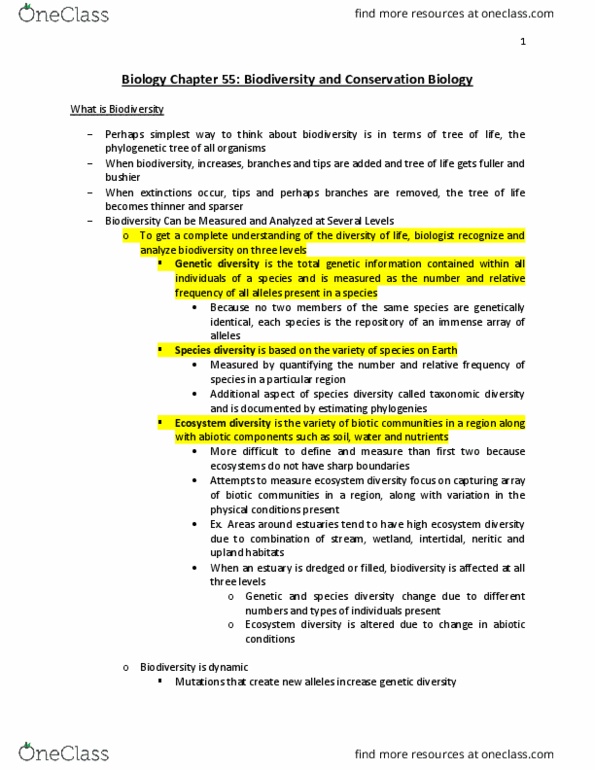 BIOLOGY 1M03 Chapter Notes - Chapter 55: Habitat Fragmentation, Habitat Destruction, Intact Forest Landscape thumbnail