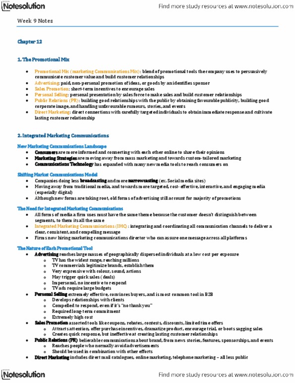 COMM 131 Chapter Notes -Swot Analysis, Public Relations, National Do Not Call Registry thumbnail