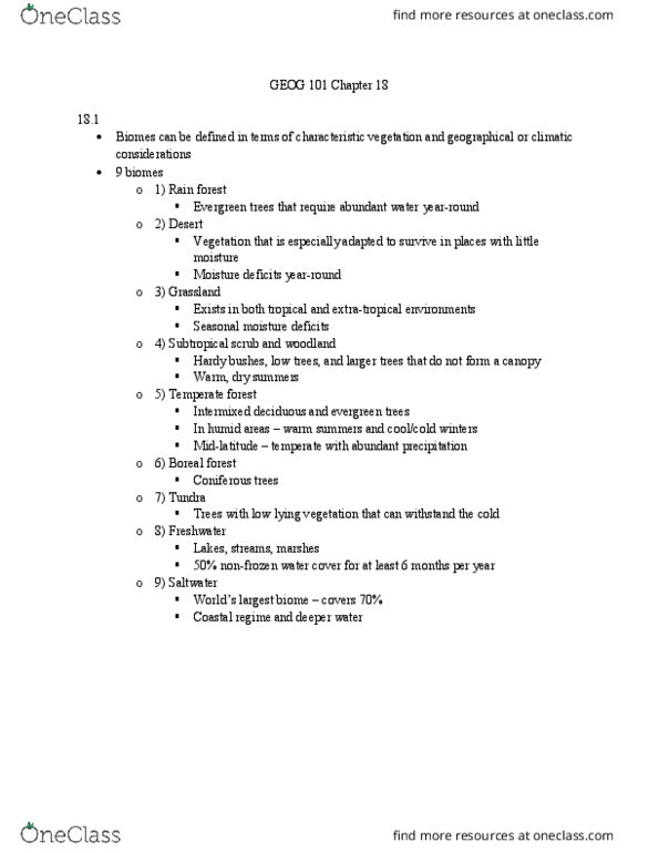 GEOG 101 Chapter Notes - Chapter 18: Temperate Forest, Rainforest, Rain Shadow thumbnail