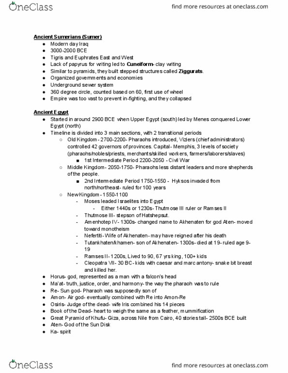 HISTO-1110 Lecture 1: Western Civ to 1600 All Notes thumbnail