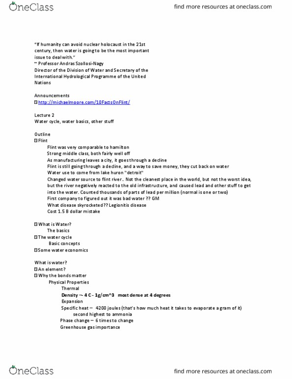 EARTHSC 2WW3 Lecture Notes - Lecture 2: International Hydrological Programme, Lake Huron, Greenhouse Gas thumbnail