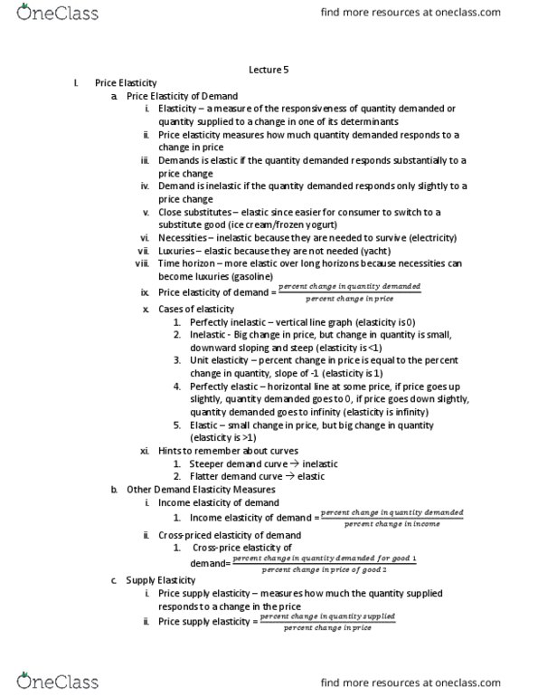 ECON 20A Lecture Notes - Lecture 5: Demand Curve, Substitute Good thumbnail