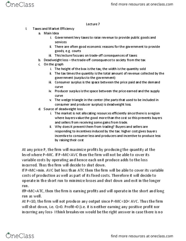 ECON 20A Lecture Notes - Lecture 7: Deadweight Loss, Economic Surplus, Demand Curve thumbnail