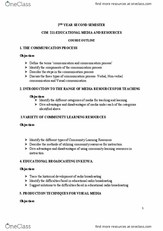 CIM 206 Lecture Notes - Lecture 8: Visual Communication, Nonverbal Communication, Linguistics thumbnail