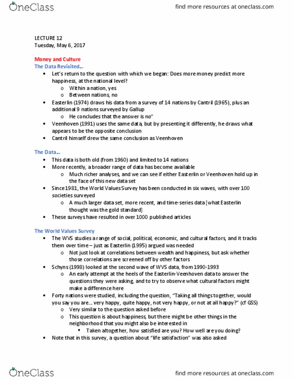 SOC SCI H1E Lecture Notes - Lecture 12: World Values Survey, Ingroups And Outgroups, Assertiveness thumbnail