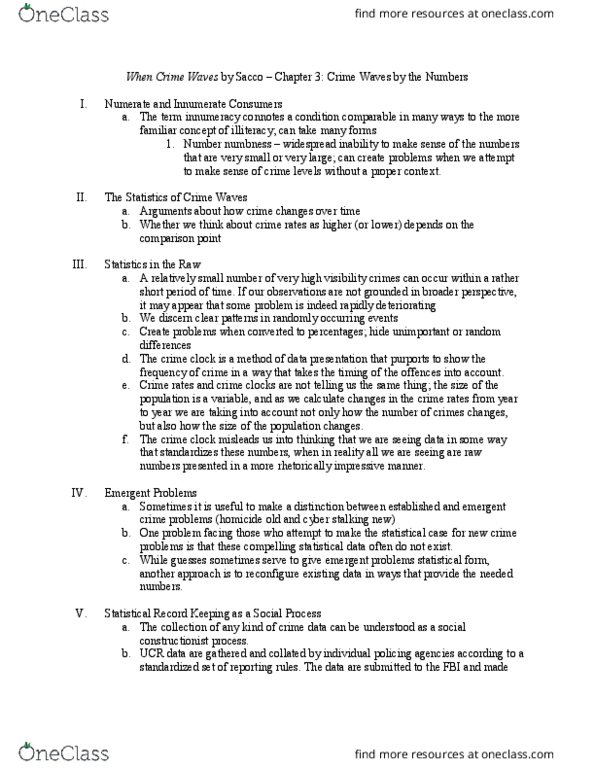 CRJU 20423 Chapter Notes - Chapter 3: Numeracy, High Visibility, Social Constructionism thumbnail