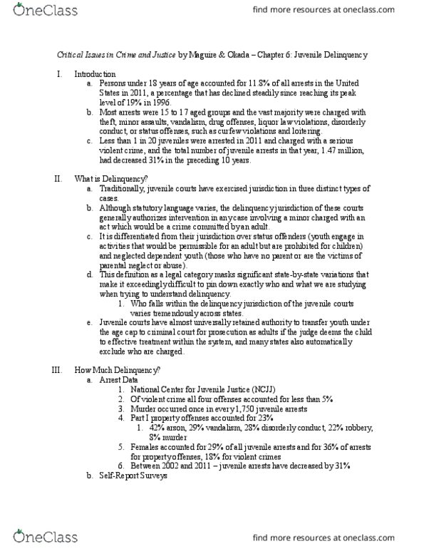 CRJU 20423 Chapter Notes - Chapter 6: Arson, Attention Deficit Hyperactivity Disorder, Normal Adolescent Behavior thumbnail