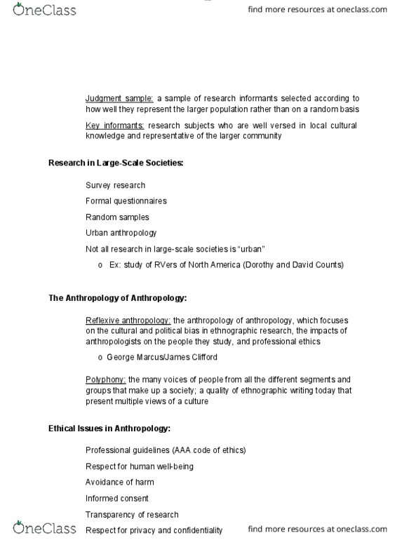 ANTH 1220 Lecture Notes - Lecture 9: Urban Anthropology, Informed Consent thumbnail