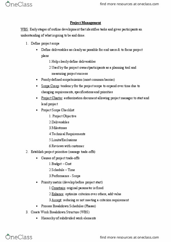 BUSI 3309 Lecture Notes - Lecture 3: Project Charter, Work Breakdown Structure, Work Unit thumbnail