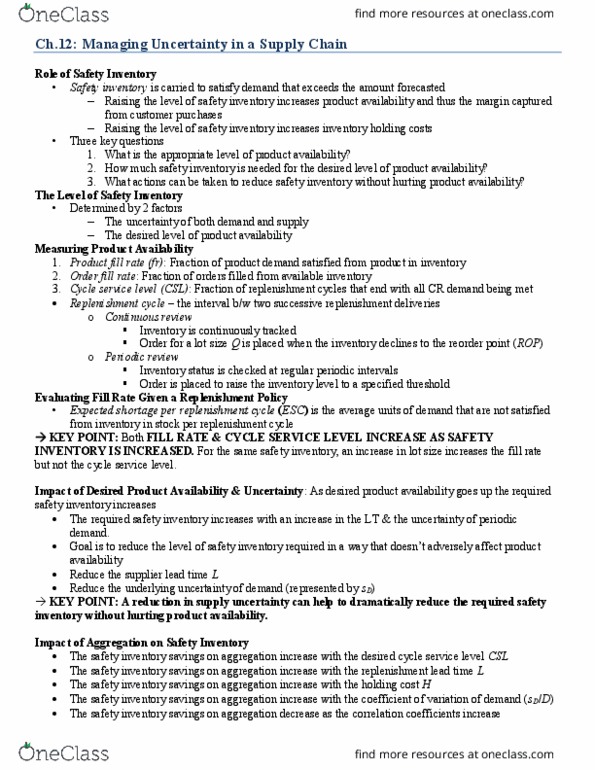 BU435 Chapter Notes - Chapter 12: Carrying Cost, Product Differentiation, Marginal Utility thumbnail