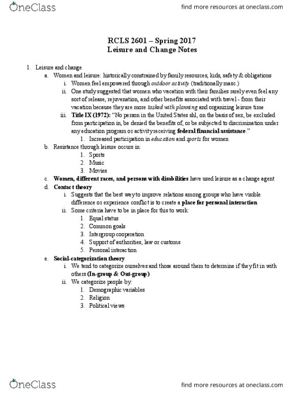 RCLS 2601 Lecture Notes - Lecture 3: Ingroups And Outgroups, Fokker E.Ii thumbnail