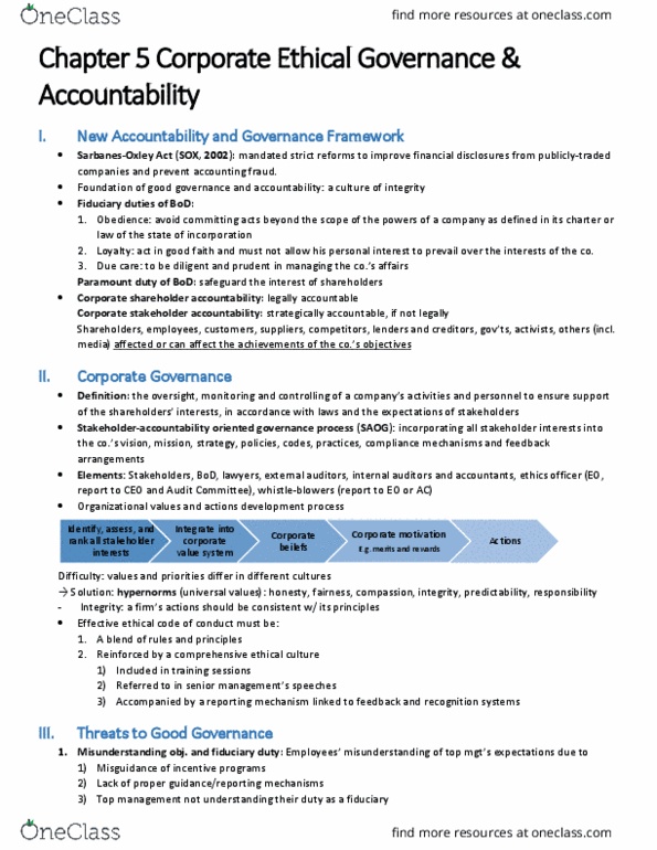 MGSC14H3 Chapter Notes - Chapter 5: Fiduciary, Good Governance, Whistleblower thumbnail