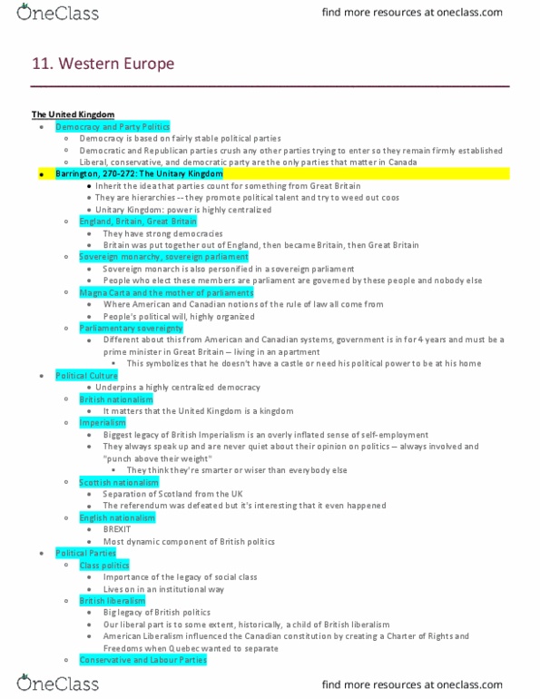 POLI 220 Lecture Notes - Lecture 2: Democratic Centralism, Parliamentary Sovereignty, British Nationalism thumbnail