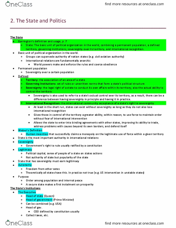 POLI 220 Lecture Notes - Lecture 11: National Aviation Authority, Political Capital, Comparative Politics thumbnail