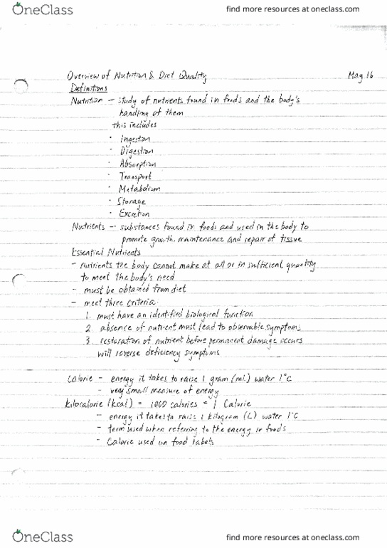 FNH 250 Lecture Notes - Lecture 1: Empty Calorie, Magnetic Ink Character Recognition, Calorie thumbnail