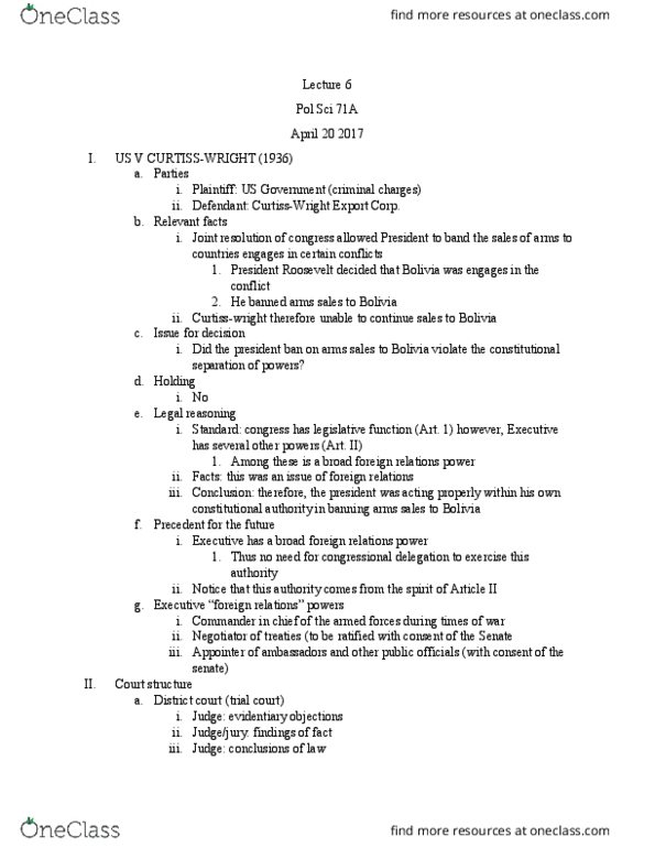 POL SCI 71A Lecture Notes - Lecture 6: Joint Resolution, Precedent, Intelligence Quotient thumbnail