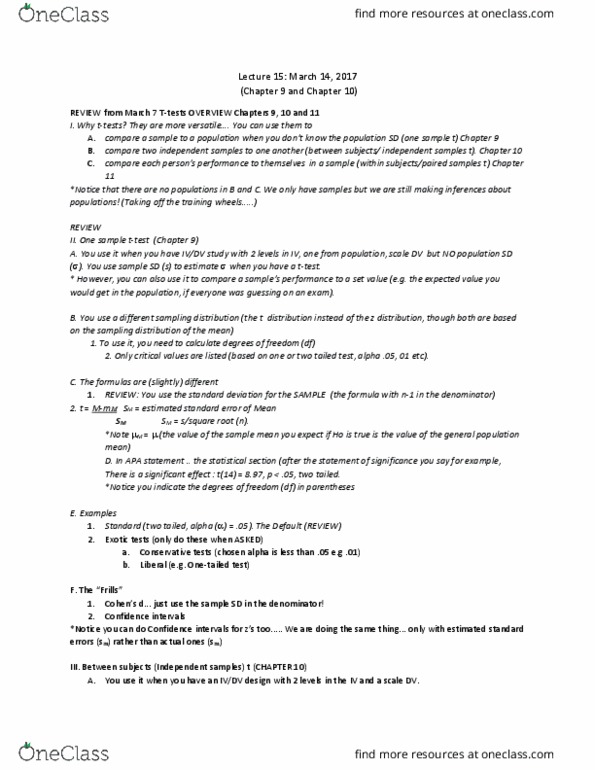 PSYC 1010 Lecture Notes - Lecture 15: Sampling Distribution, Standard Deviation, And1 thumbnail