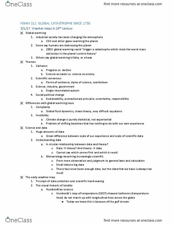 HSHM 211 Lecture Notes - Lecture 9: Humboldtian Science, Hand-Waving, Gulf Stream thumbnail