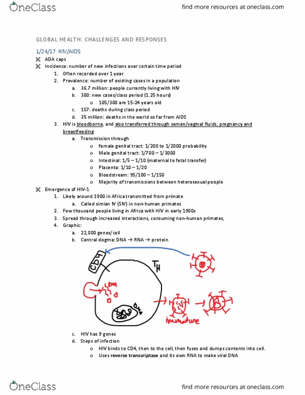 HLTH 230b Lecture Notes - Lecture 2: Central Dogma Of Molecular Biology, Reverse Transcriptase, Mutation Rate thumbnail