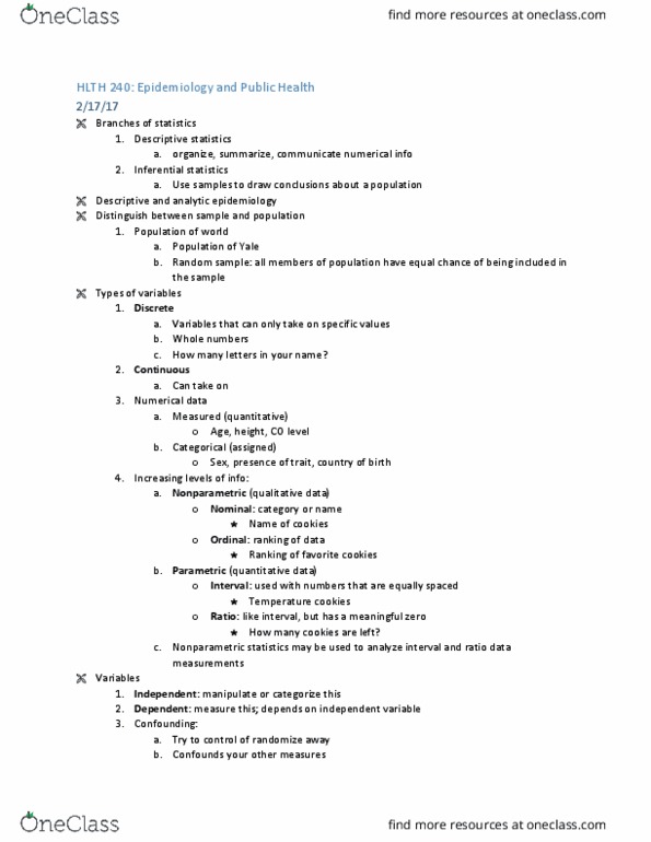 HLTH 240b Lecture Notes - Lecture 5: Nonparametric Statistics, Statistical Inference, Descriptive Statistics thumbnail