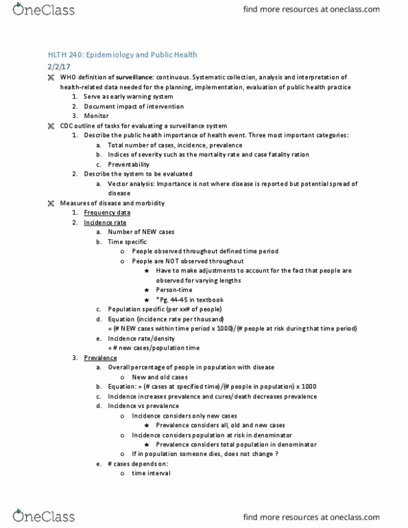 HLTH 240b Lecture Notes - Lecture 4: Case Fatality Rate, Cumulative Incidence, Vector Calculus thumbnail