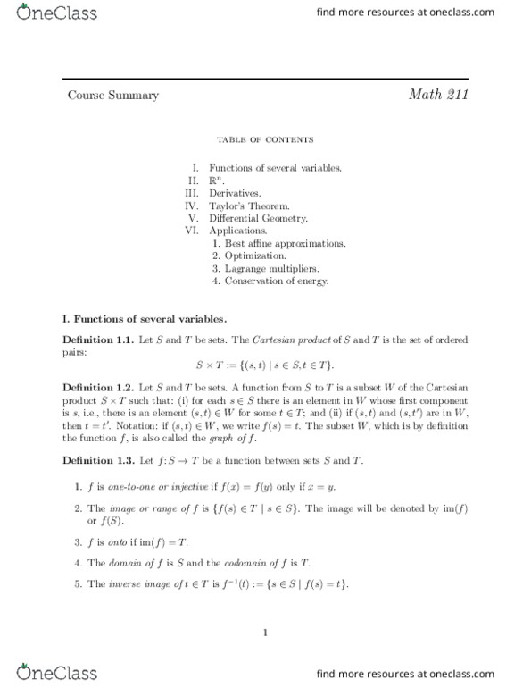 MAT 211 Chapter Notes - Chapter 5: Jacobian Matrix And Determinant, Inverse Function Theorem, Pythagorean Theorem thumbnail