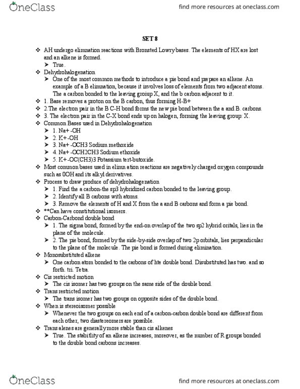 CHEM 2400 Lecture Notes - Lecture 8: Dehydrohalogenation, Sigma Bond, Methoxide thumbnail