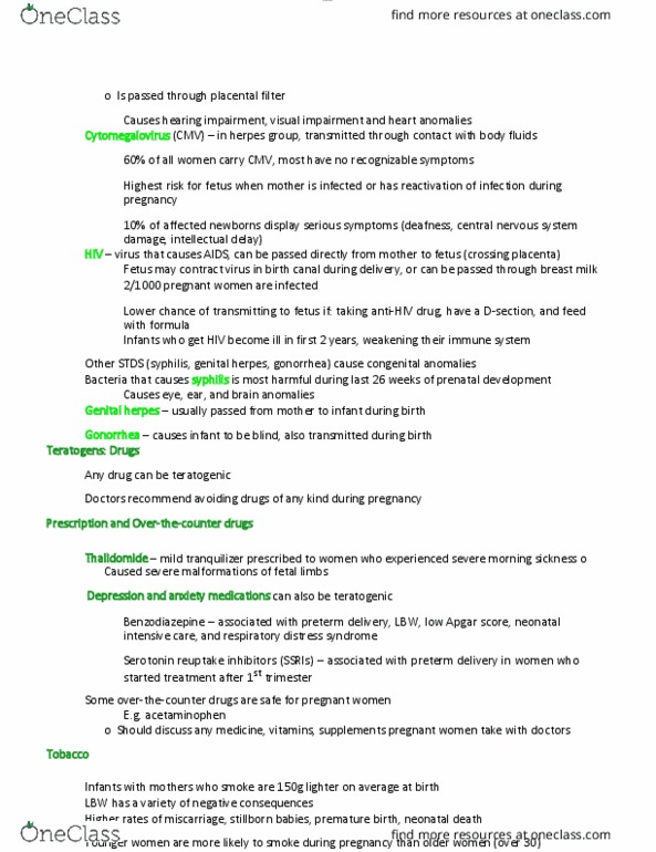 FMLY 1010 Lecture Notes - Lecture 18: Genital Herpes, Congenital Disorder, Apgar Score thumbnail