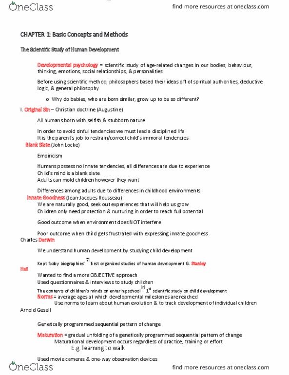 FMLY 1010 Lecture Notes - Lecture 1: Arnold Gesell, Tabula Rasa, Deductive Reasoning thumbnail