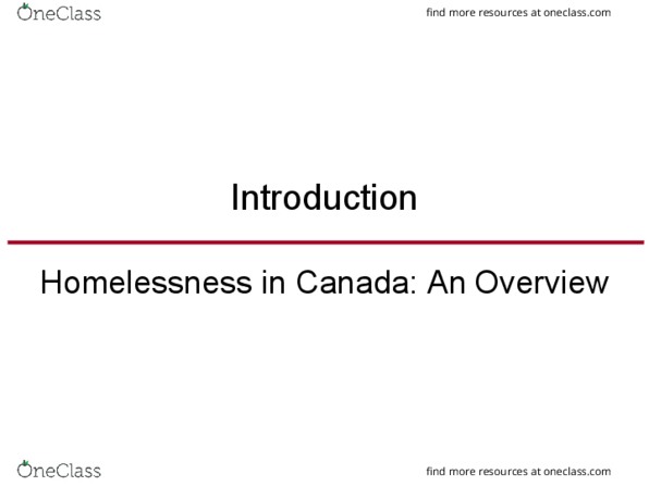SOCI 401 Lecture 3: Intro homelessness in Canada thumbnail