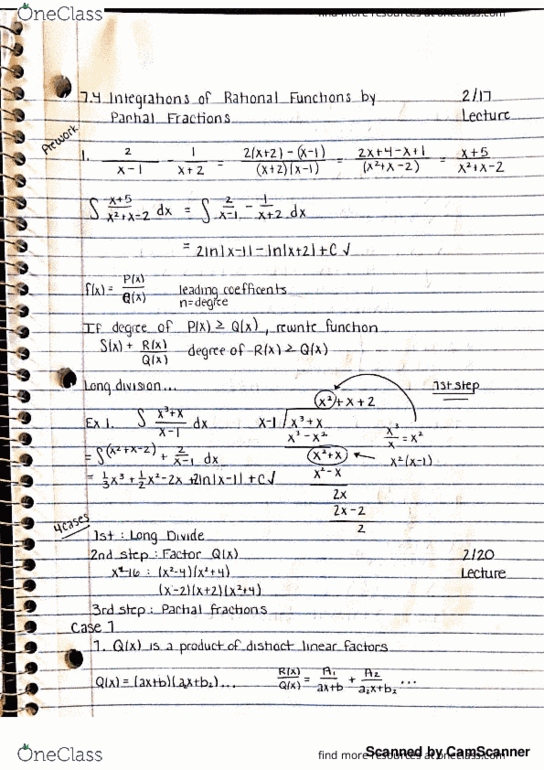 MATH 1700 Lecture 9: Integrations of Rational Functions by Partial Fractions thumbnail