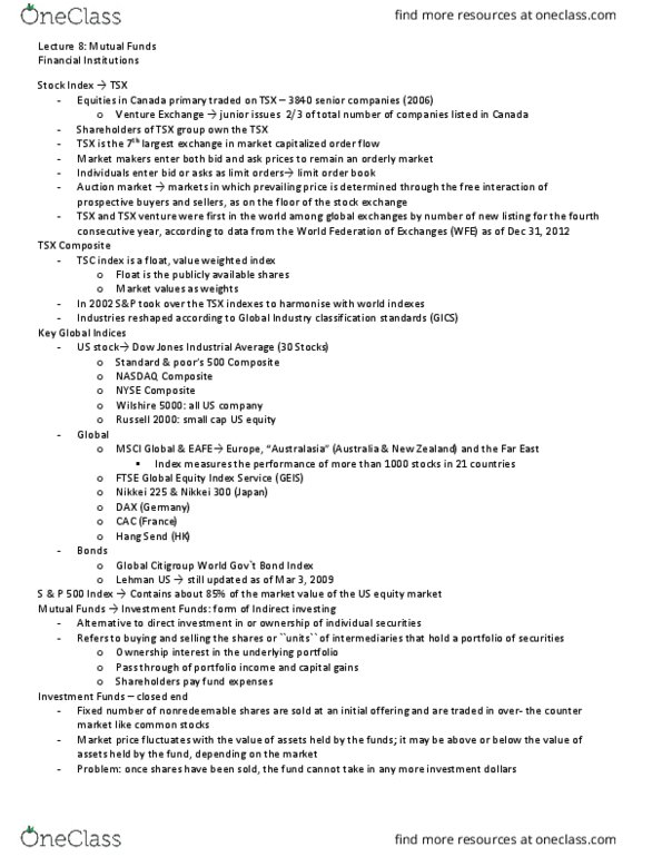 BUSI 3410U Lecture Notes - Lecture 8: Dow Jones Industrial Average, Wilshire 5000, Tmx Group thumbnail